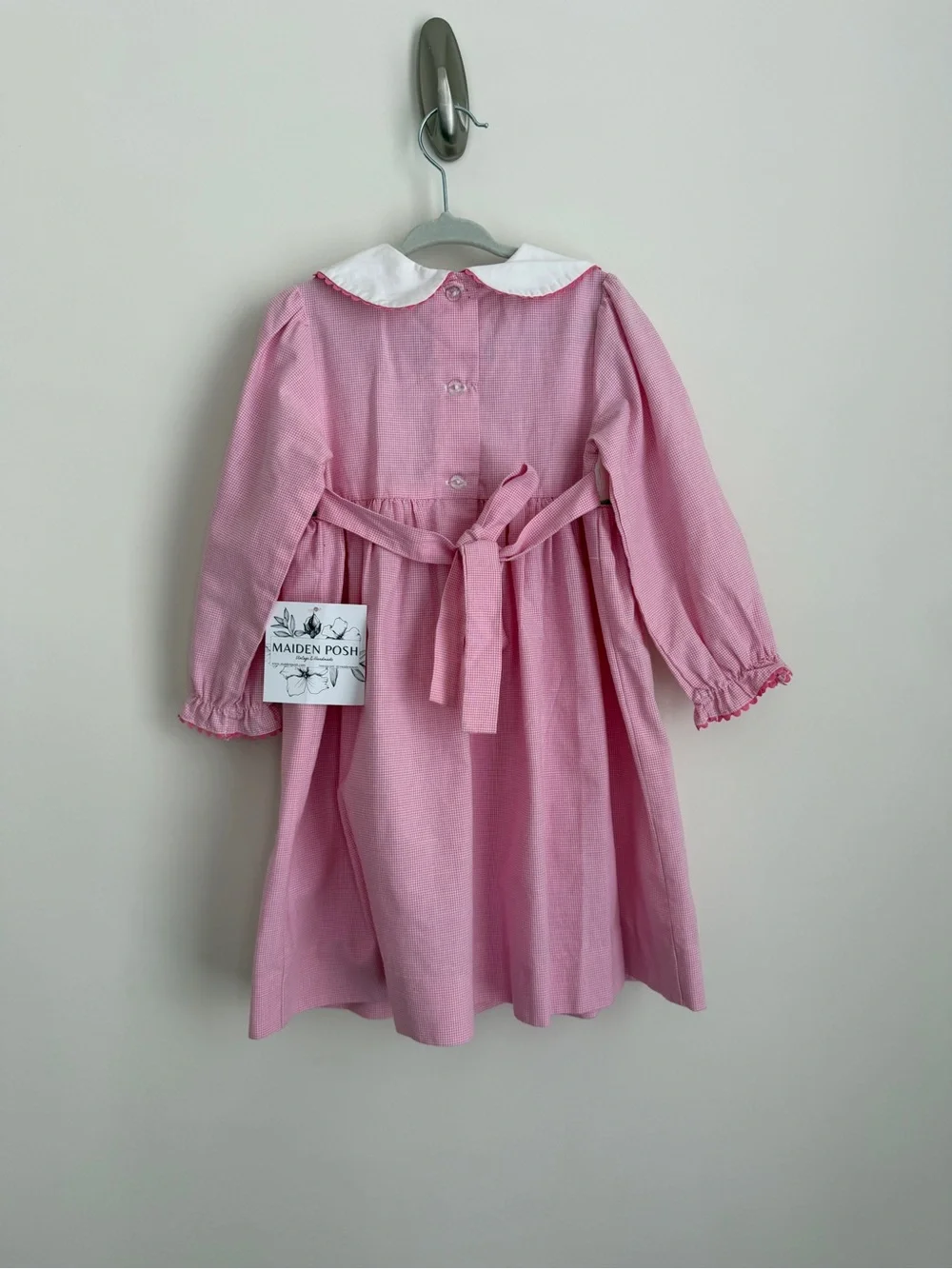 Vintage Rare Editions Pink Gingham Smocked Cinderella Princess Dress 3T